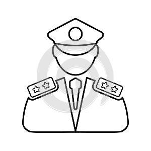 Police officer outline icon. Line art vector