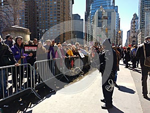 Police Officer With Plastic Handcuffs, Crowd Control, March for Our Lives, NYC, NY, USA