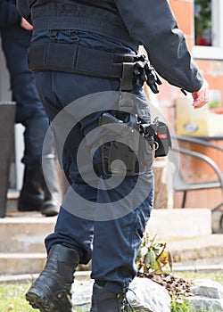 Police officer with service weapon