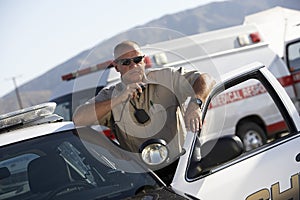 Police Officer Using Two Way Radio