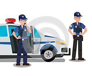 Police Officers ready to work Cartoon Characters