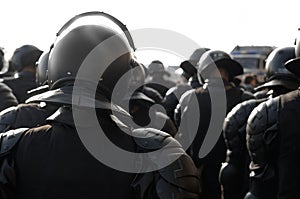 Police officers in riot gear. photo