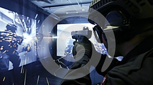 Police officers using a firearms training simulator to improve their marksmanship and decisionmaking in highstress