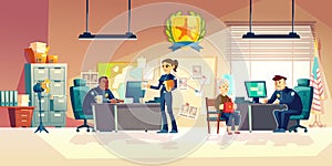 Police officers working in office cartoon vector