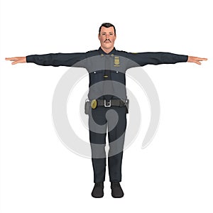 Police oficer man 3d modelling