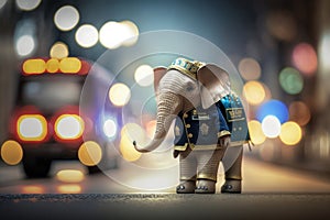 Police Pachyderm: Elephants on Patrol in Stunning 32k Megapixel Photography with Bokeh, Depth of Field, and ProPhoto RGB