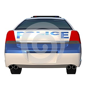 Police Patrol 1-Back view white background 3D Rendering Ilustracion 3D photo