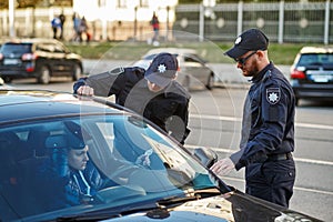 Police patrol checking female driver