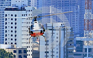 Police patrol in helicopter photo