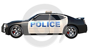 Police Patrol 2-Lateral view white background 3D Rendering Ilustracion 3D photo