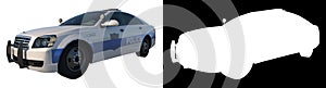 Police Patrol 1-Perspective F view white background alpha png 3D Rendering Ilustracion 3D photo