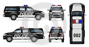 Police pickup car vector mockup