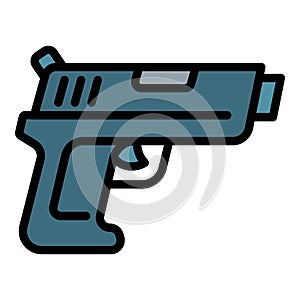 Police pistol icon outline vector. Policeman equipment