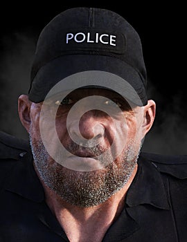 Police, Policeman, Cop, Closeup, Tough Guy photo