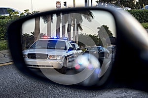 Police on rear view mirror