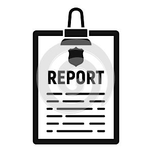 Police report clipboard icon, simple style