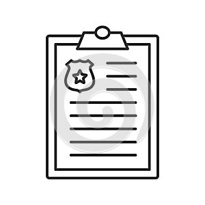 Police report linear icon