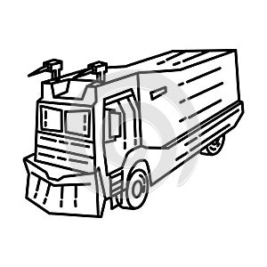 Police Riot Truck Icon. Doodle Hand Drawn or Outline Icon Style