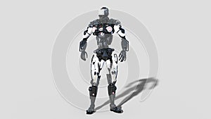 Police robot, law enforcement cyborg, android cop isolated on white background, 3D render