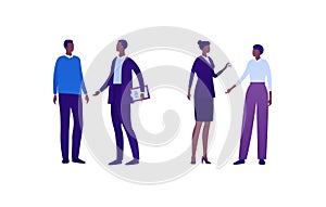 Police security and fbi agent character concept. Vector flat person illustration. Group of african american people. Men and women