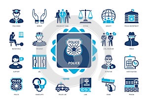 Police solid icon set