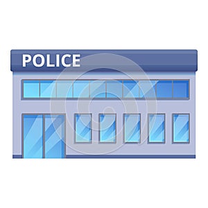 Police station building icon, cartoon style