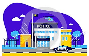 Police station building on on modern background
