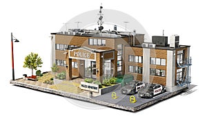 Police station building with surrounding area on a piece of ground,