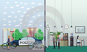 Police station concept vector illustration in flat style