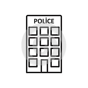 Police station icon vector isolated on white background, Police station sign , sign and symbols in thin linear outline style