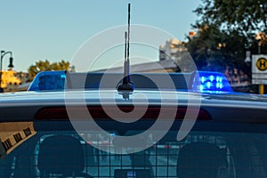 Police on streets of city Berlin, close up photo