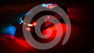 Police suv from above at night