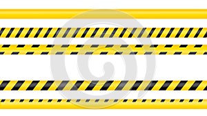Police tape, crime danger line. Caution police lines isolated. Warning tapes. Set of yellow warning ribbons. Vector illustration