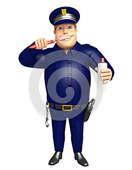 Police with Tooth brush and paste