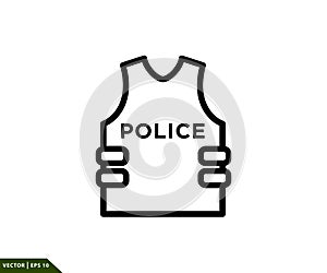 Police vest icon vector logo design flat style