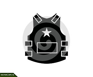 Police vest icon vector logo design flat style