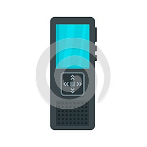 Police voice recorder icon, flat style