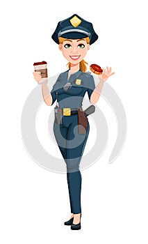 Police woman in uniform. Female police officer