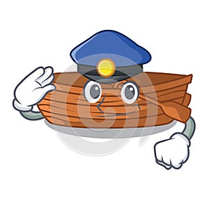 Police wooden boat in the cartoon shape