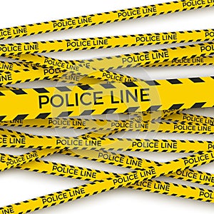Police yellow tape. crime scene. danger zone with line barrier. Warning strip. Vector