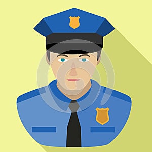 Policeman avatar icon, flat style