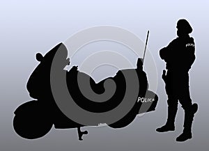 Policeman biker silhouette