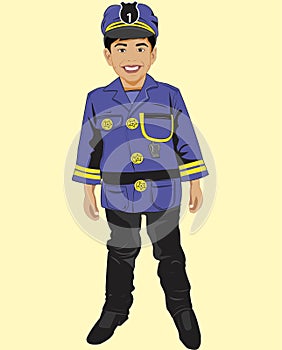 Little Policeman boy wearing an uniform