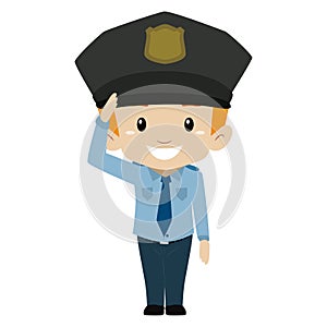 Policeman Boy Hand Salute
