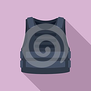 Policeman bulletproof icon, flat style