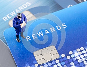 Policeman on the credit card, online shoping security