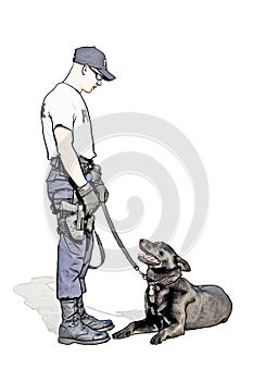Policeman with Dog