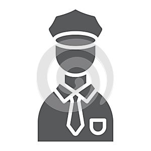 Policeman glyph icon, police and person, police officer sign, vector graphics, a solid pattern on a white background.
