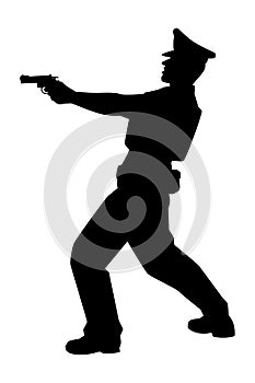 Policeman with gun silhouette vector