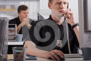 Policeman during his work